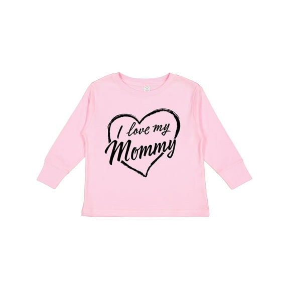Inktastic I Love My Mommy in Black Chalk Heart Boys or Girls Long Sleeve Toddler T-Shirt