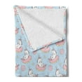 thumbnail image 2 of Unicorn Party Soft Flannel Fleece Throw Blanket, Cartoon Mythical Animals Sleeping on Doughnuts with Stars, Cozy Plush for Indoor and Outdoor Use, 50" x 60", Pale Pink Pale Blue, by Ambesonne, 2 of 5