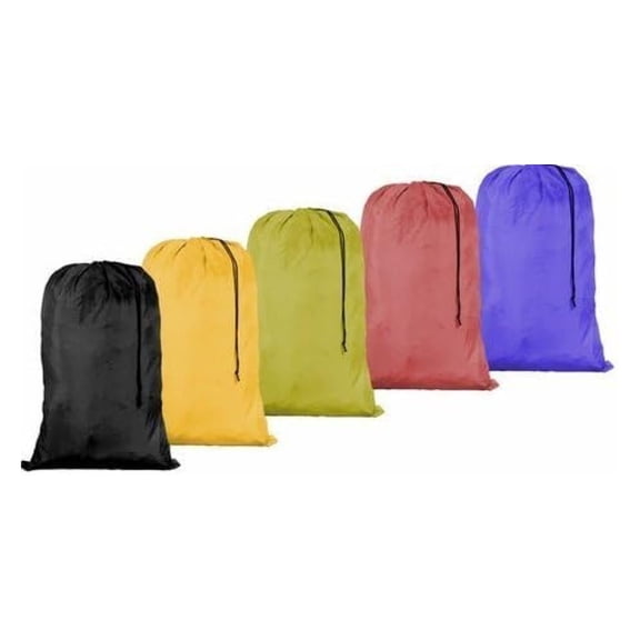 Large 30 X 40 Inch Heavy Duty Nylon Laundry Bag with Drawstring Slip Lock Closure, Set of 12!!! Assorted Colors and Designs