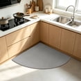 thumbnail image 6 of Large L Shaped Kitchen Rug,Sector Textured Corner Mat,Absorbent Quarter Round Rug for Sink Bathroom Washable Floor Cover,39 Inch,Gray, 6 of 7