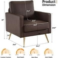 thumbnail image 2 of VINGLI Modern PU Leather Accent Chair for Living Room,Bedroom Comfy Chair Arm Chair Reading Chair with Golden Metal Legs and Deep Seat for Office,Apartment,Small Space,Dark Brown, 2 of 15
