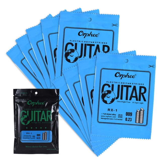 Cuerdas de Instrumentos Orphee RX-1 Reemplazo para Guitarra Eléctrica 1a E-String (.009) 10-Pack