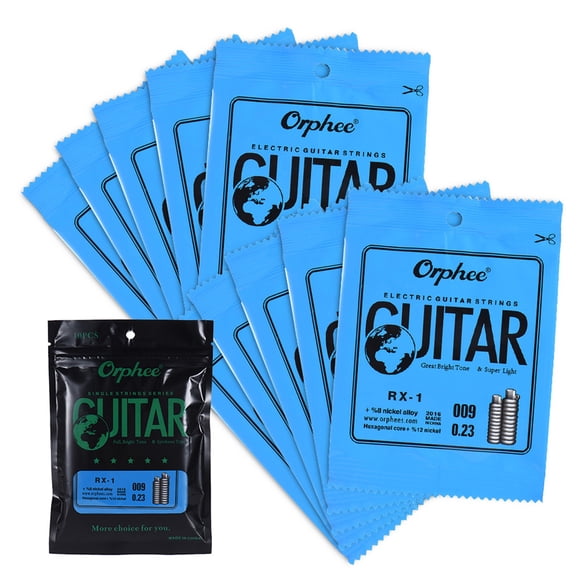 Cuerdas de instrumentos RX-1 Reemplazo de Cuerda para la Guitarra Eléctrica 1ª E-String (.009) 10-Pack Aleación de Níquel La Tensión Super Ligera Orphee Cuerdas de instrumentos