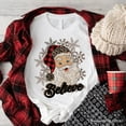 thumbnail image 6 of Believe Santa Buffalo Plaid T‑Shirt, Retro Christmas Tee, 6 of 6