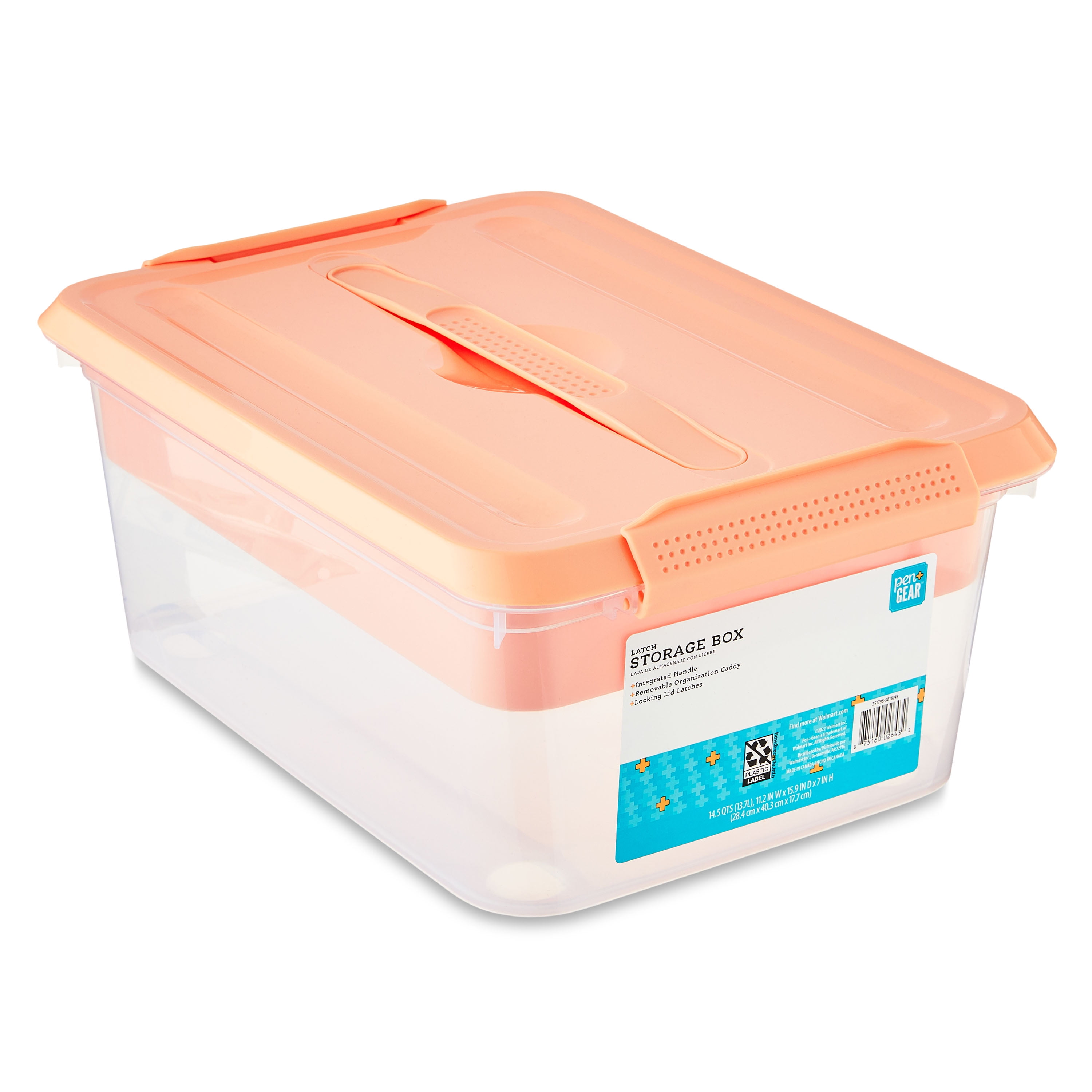 Pen + Gear 14.5Quart Plastic Latch File Organizer Storage Box, Icy