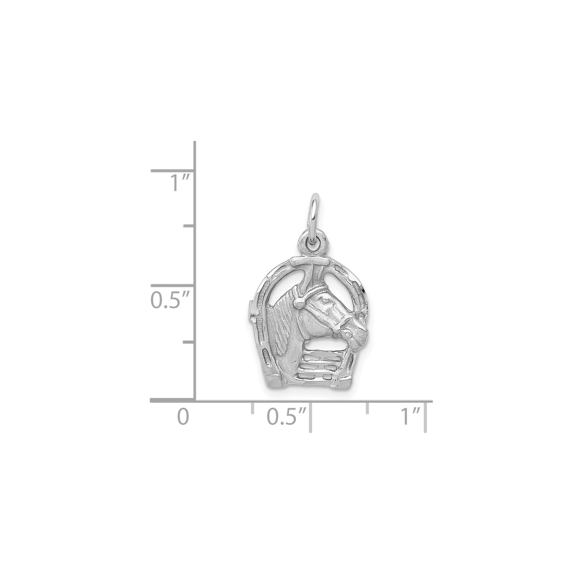 14k White Gold Horse Head Horseshoe Pendant Charm, Equestrian Western, Unisex, Jewelry Stores Network