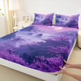 thumbnail image 5 of Manfei Fantasy Temple Queen Sheet Sets for Girls, Purple Moon Cherry Bed Set, Purple Black Pink 4pcs, 1 Flat Sheet, 1 Fitted Sheet and 2 Pillowcases, 5 of 6