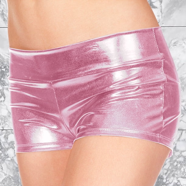 MKLEKYY Pantalones Cortos de Mezclilla para Mujer, Pantalones Cortos Metálicos para Baile, Pantalones Cortos de Imitación Ligeros para Mujer, Ropa Interior Corta
