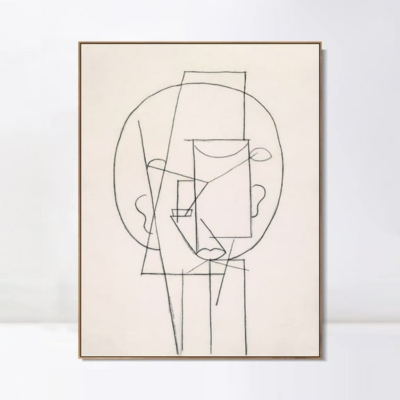 INVIN ART Framed Canvas Giclee Print Art Head by Picasso Wall Art(Wood Color Slim Frame,24"x32")