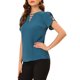 thumbnail image 4 of Blusa Casual de Cuello en V con Corte en la Parte Frontal y Mangas Cortadas INSPIRE CHIC para Mujeres Talla XS Color Azul Marino, 4 of 6
