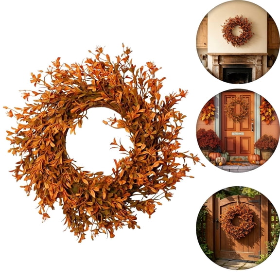 huayou 11.81 Inch Fall Autumn Leaf Wreath Decoration, Artificial Foliage Wreath for Front Door Wall Thanksgiving Halloween Home Holiday Decor