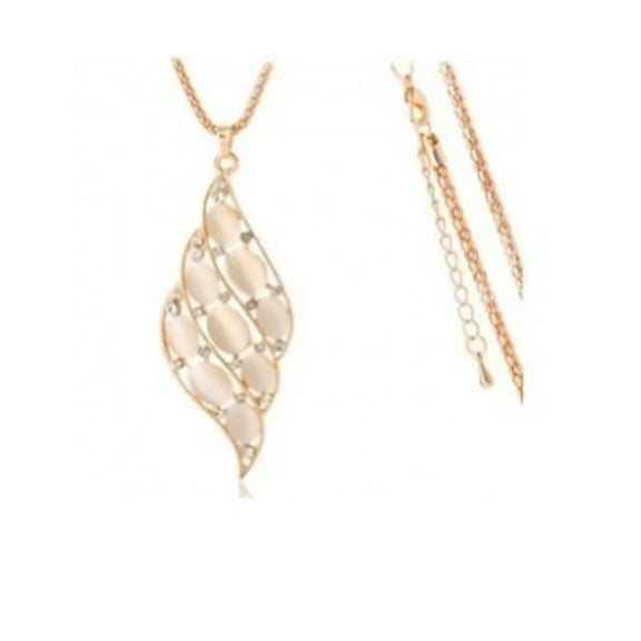 KATGI Fashion 18K Gold Plated Angle Wing Austrian White Crystal Pendant Necklace