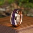thumbnail image 3 of Amethyst ring & Blue Sandstone Rose Gold Tungsten Ring Men's Wedding Ring Anniversary Ring Promise Ring 8mm, 3 of 6