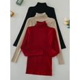 thumbnail image 1 of Lot de 3 Chandails à Col Roulé Tricotés pour Femmes, Doux et Confortables, Couleurs Unies, Chandails d'Hiver, 1 of 12