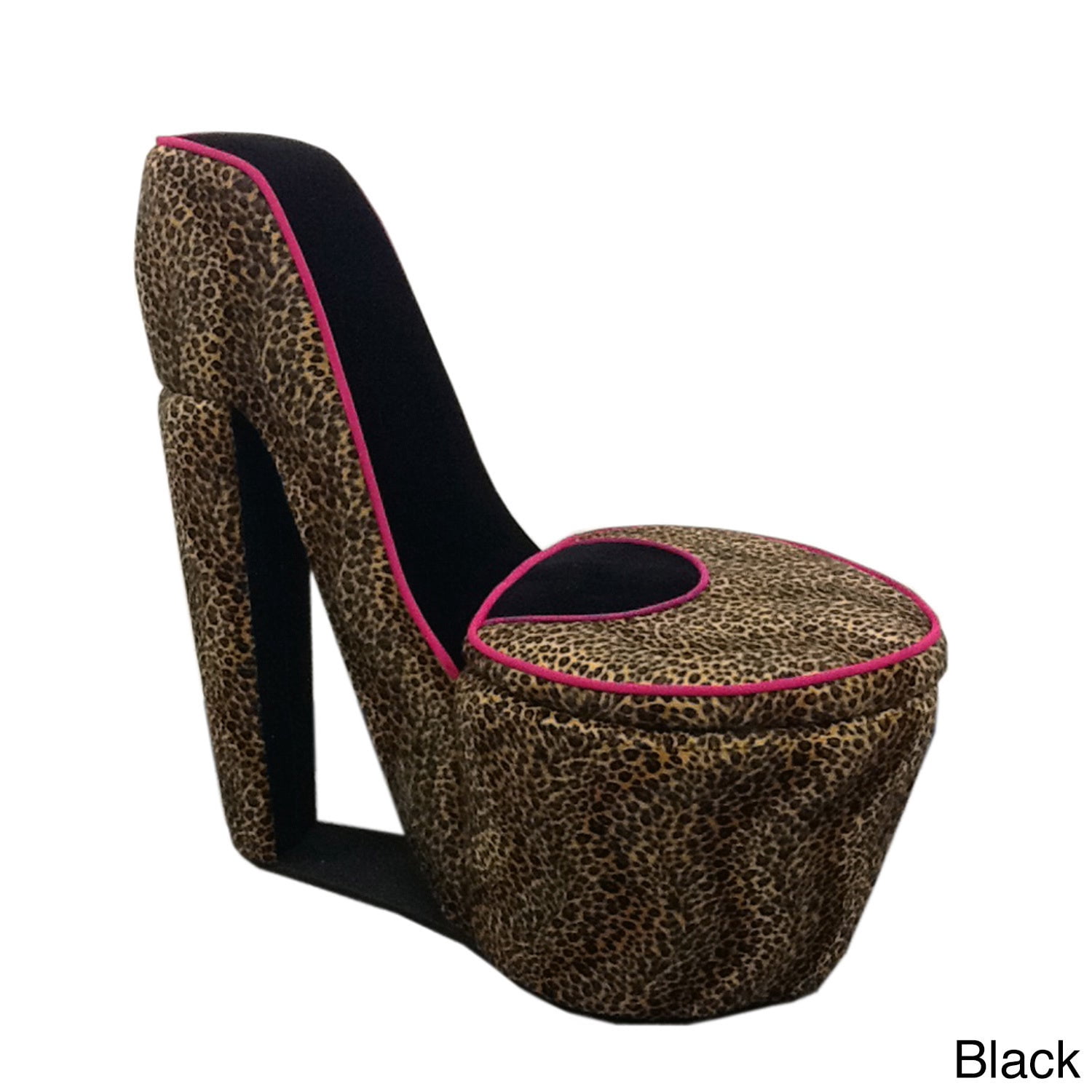Ore International High Heel Storage Lounge Chair, Pink Cheetah Print, Size 25