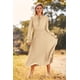thumbnail image 3 of Vestido PRETTYGARDEN Midi Plisado de Puntos Suizos Manga Larga Caqui Talle S, 3 of 8