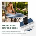 thumbnail image 4 of Round Outdoor Tablecloth with Umbrella Hole and Zipper, Navy Blue Grey Stripe Tablecloth with Elastic Waterproof, Minimalist Farmhouse Striped Patio Table Covers for 36" - 44" Picnic Pool Tables, 4 of 9