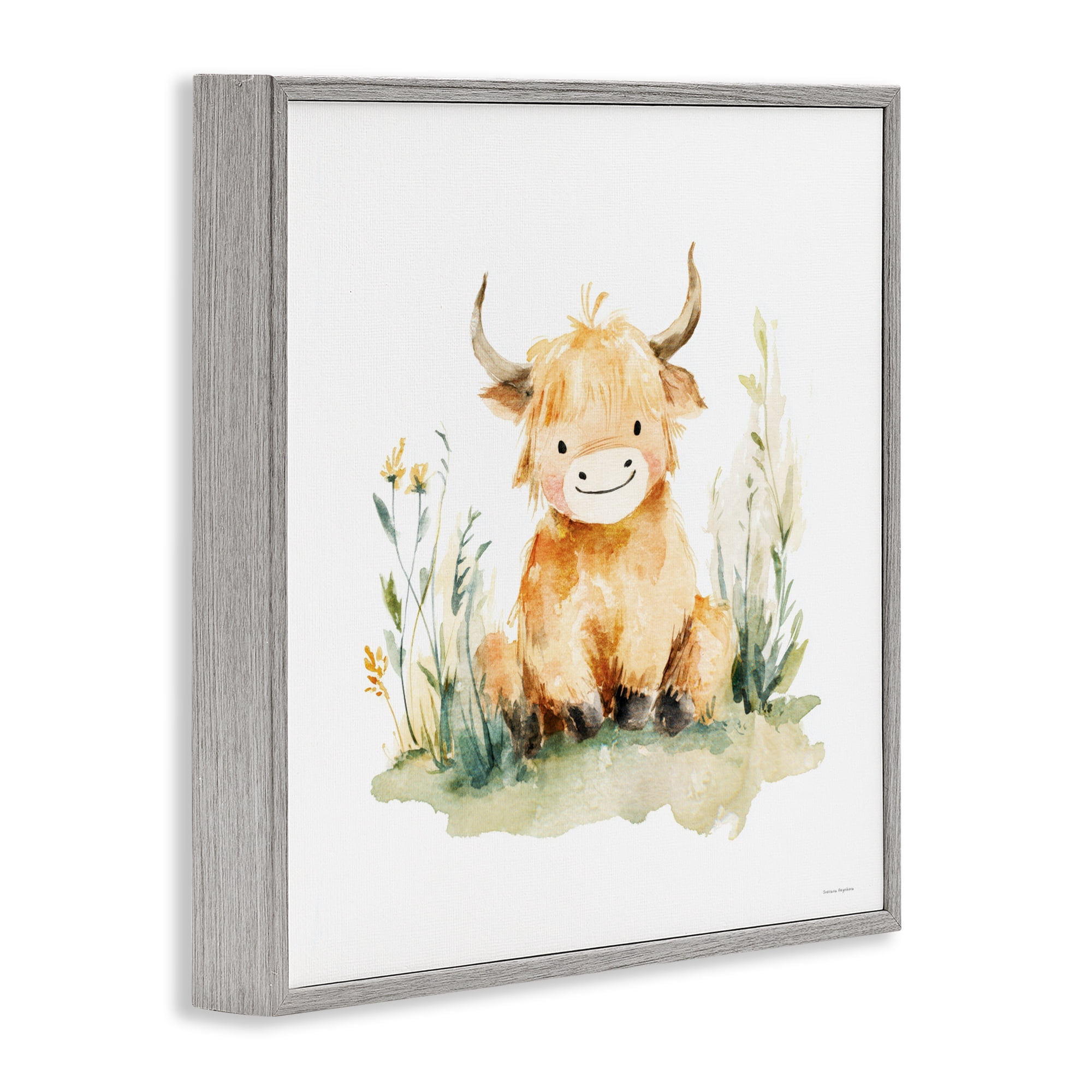 Stupell Industries Little Highland Calf Gray Framed Giclee Art, design by Svetlana Aleynikova