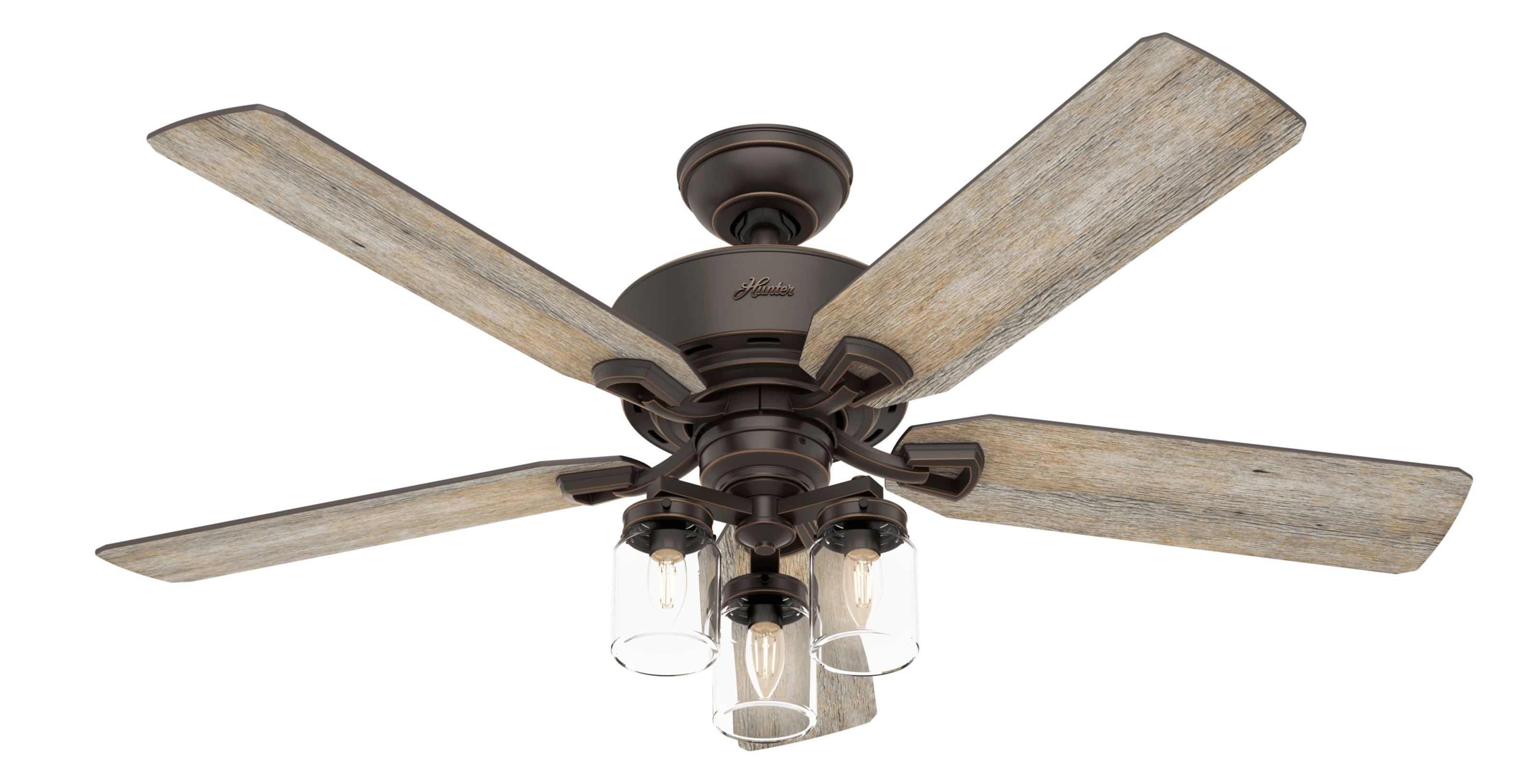 Traditional Ceiling Fan with LED Bowl Light Kit in Onyx Bengal Hunter Fan 52 in 