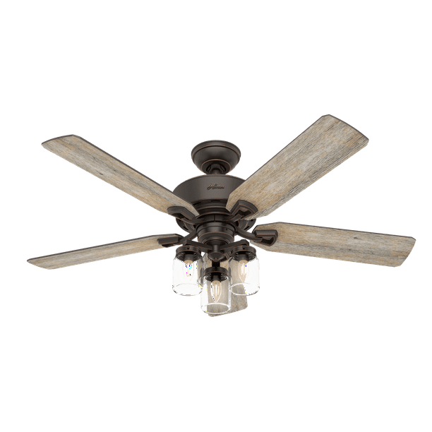 Onyx Bengal Ceiling Fan With Light Kit, Hunter 52 Onyx Bengal Bronze Ceiling Fan