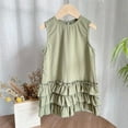thumbnail image 2 of Robes pour Filles en Bas Âge, Gilet en Lin et Dentelle, Sans Manches, Col Rond, Couleur Unie, Mode Princesse, Coupe Classique, Robe Fille 5-6 Ans, 2 of 8