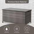 thumbnail image 2 of Ainfox Outdoor 120 Gallons Storage Deck Box with Waterproof Liner, Patio Wicker Rattan Bench Bin with Lid, Universal Wheels for Patio Furniture Pillows, Cushions, Gardening Tools(Gradient Grey), 2 of 9