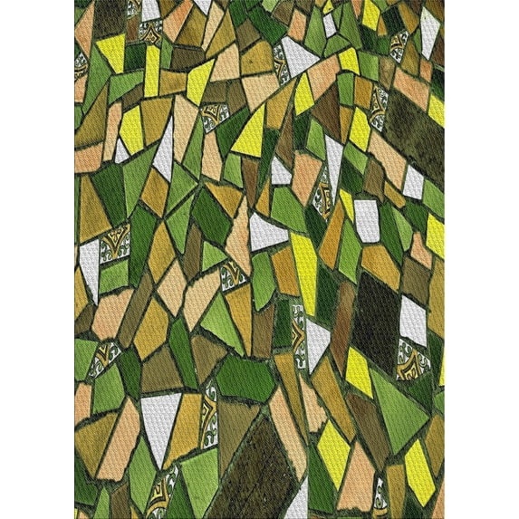 Ahgly Company Machine Washable Indoor Rectangle Transitional Avocado Green Area Rugs, 7' x 9'