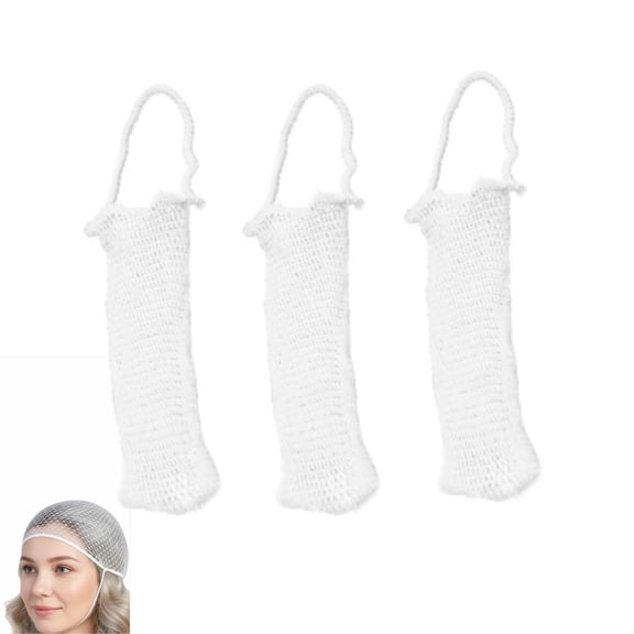 3 Pack of Head Dressing Retainer Medical Mesh Cover White Medical Mesh Cover Cap Bandage Gauze Protector for Men dand Women,L