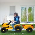 thumbnail image 2 of Tractor Ride on Toys with Remote Control, 12V Kids Electric Tractor with Trailer, Battery Powered Kids Ride on Cars for Boys Girls, Electric Cars for Kids w/ MP3 Player, Radio, USB Port, Yellow, R1632, 2 of 9