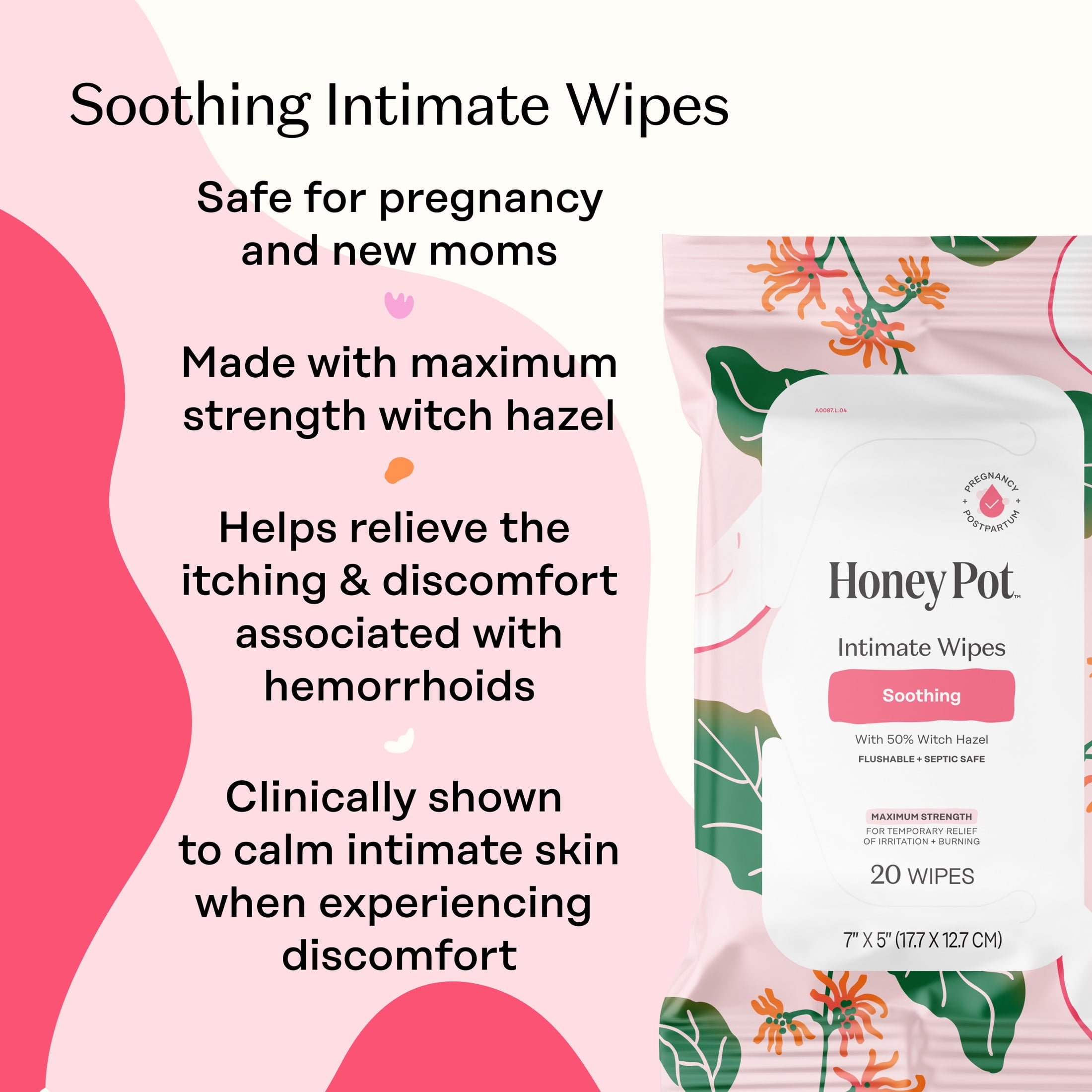 Honey Pot Intimate Wipes - Witch Hazel, 20 Count