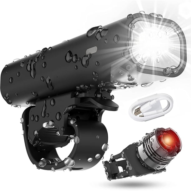 Luces de bicicleta, luces delanteras y traseras recargables por USB con más de 8 horas de duración de batería, luces de bicicleta para ciclismo nocturno, adecuadas para todas las bicicletas, montaña,