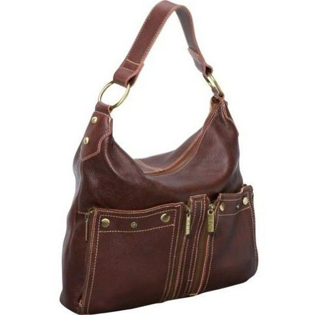 AmeriLeather - Caroline Shoulder Leather Bag - Chestnut Brown - Walmart ...