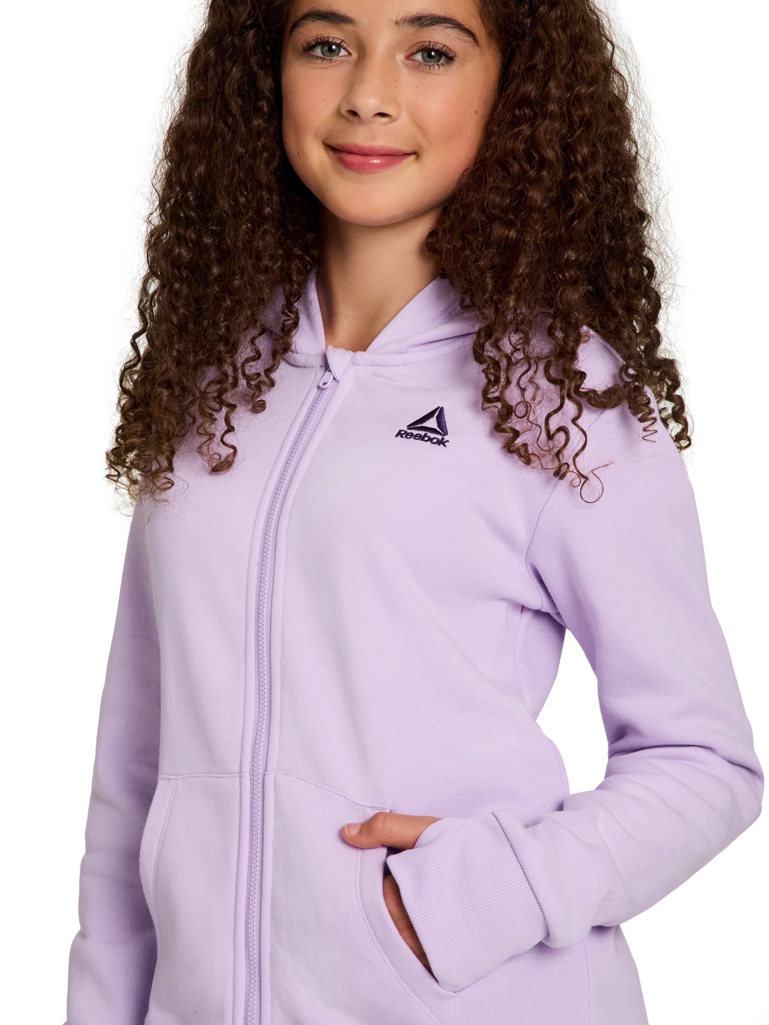 Reebok Girl’s Game Day Fleece Full Zip Hoodie, Sizes 4-18