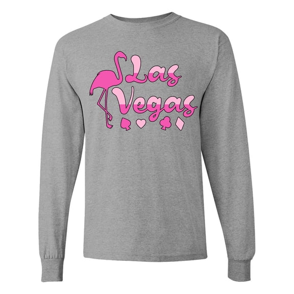 Inktastic Las Vegas Flamingo Silhouette in Pink Long Sleeve T-Shirt