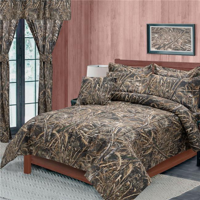 Realtree® AP Black Snow Camo Bedding Comforter Set Bed in a Bag With Curtains 