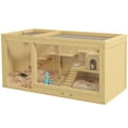 thumbnail image 1 of PawHut Large Wooden Hamster Cage with Pull-out Tray, Seesaws, Ladder, 1 of 10