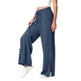 thumbnail image 4 of Delayuji Womens Cotton Linen Pants Wide Leg Pants Loose Fit Summer Casual Outerwear Fashion Pants With Pockets, 4 of 7