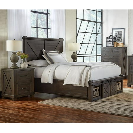 Rustic Queen Rotating Storage Bedroom Set 3pcs Suvcl5092 A