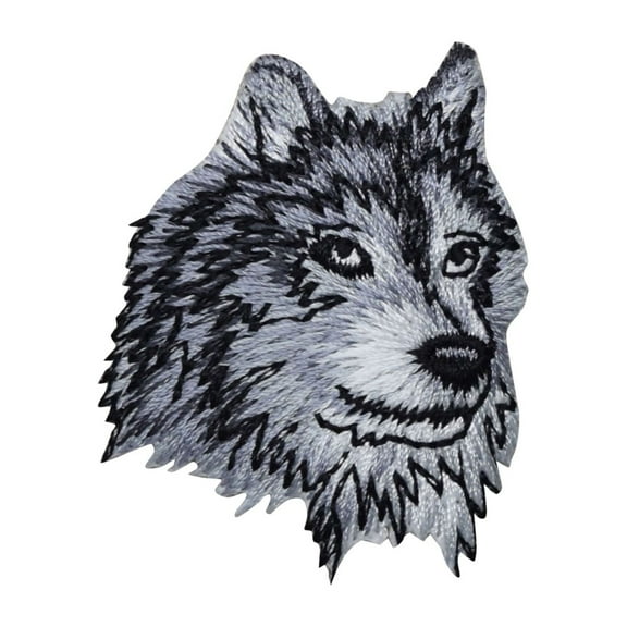 Gray Wolf - Canine - Dog Head - Iron on Applique/ Embroidered Patch