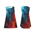 thumbnail image 7 of Fotbe Red And Blue Fire Pattern Women’s Summer Tank Midi Dress – Sleeveless A-Line Dress, Floral T-Shirt Dress, Casual Flowing Beach Sundress, 7 of 7
