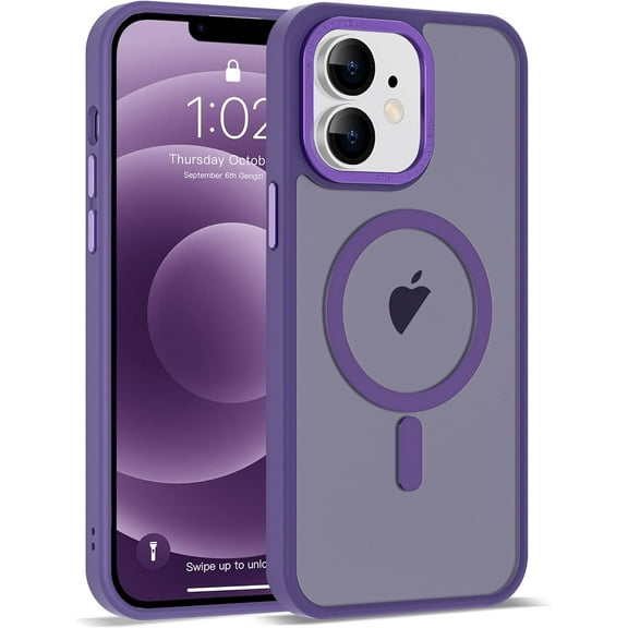 Compatible for iPhone 12 Phone Case & iPhone 12 Pro Phone Case Translucent  iPhone 12 & Pro Case 6.1" [Great Grip Feeling][Compatible for Mag-Safe], Purple