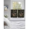thumbnail image 3 of Black Spring Floral 2 Panel Kitchen Curtains for Small Windows, Elegant Pastoral Flowers Birds Retro Art Bathroom Tier Curtain, Short Window Treatment for Bedroom/Living Room 55"x24", 3 of 6