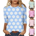 thumbnail image 5 of Qeaghou Womens Tops Dressy Casual 3/4 Sleeve Crewneck Cute Shirts Summer Floral Print Relaxed Fit Tee Loose Soft Blouses Lightning Deals Of Today Prime Clearance, 5 of 5