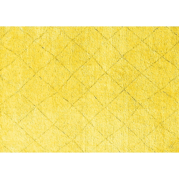 Ahgly Company Machine Washable Indoor Rectangle Solid Yellow Modern Area Rugs, 5' x 7'