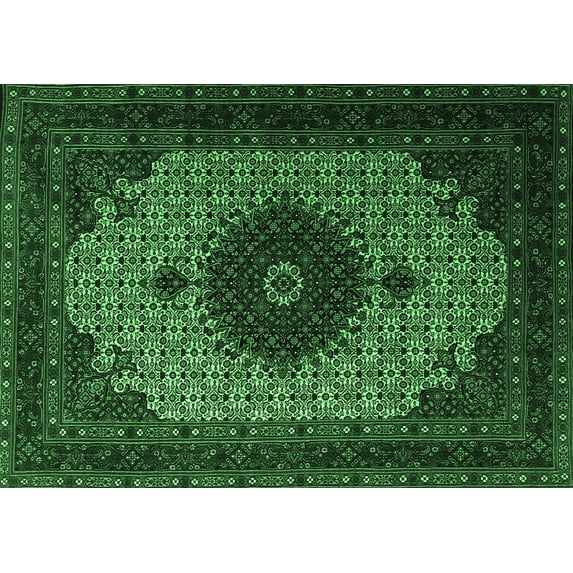 Ahgly Company Indoor Rectangle Medallion Emerald Green Traditional Area Rugs, 6' x 9'
