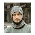 thumbnail image 5 of BadPiggies Mens Winter Beanie Hat Scarf Set Warm Fleece Lined Knit Ski Hats Slouchy Skull Cap (Gray), 5 of 6