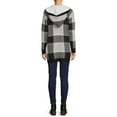 thumbnail image 3 of No Boundaries Juniors Jacquard Cardigan with Faux Faux Shearling Hood, 3 of 5