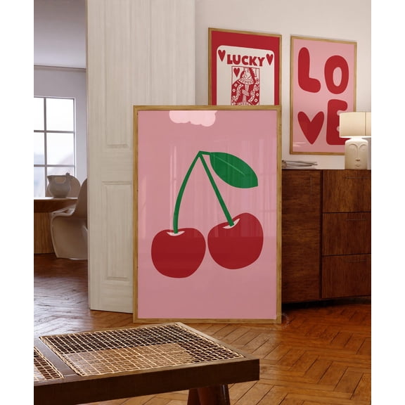 Cherry Art Print, Wall Art Poster, Red Cherries, Vintage, Preppy, Trendy, Dorm Room, Cherry Wall Art, Wall Art, Modern Wall Decor, 8x12 UNFRAMED