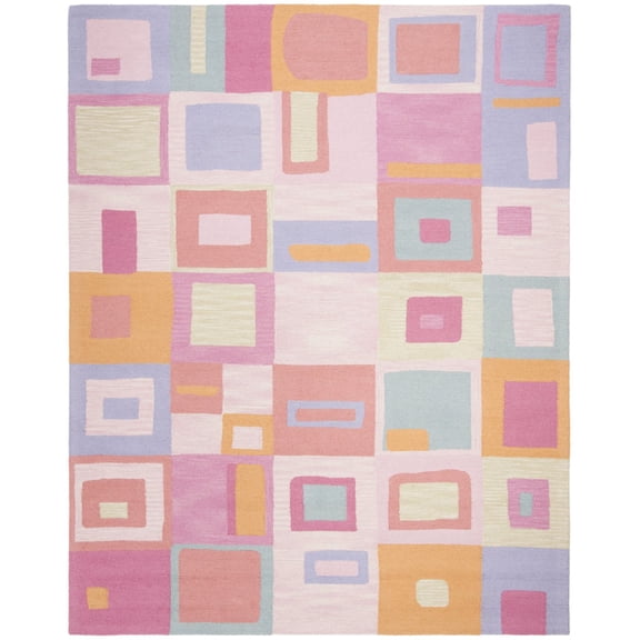 SAFAVIEH Kids Jennica Geometric Boxes Area Rug, Pink/Multi, 3' x 5'
