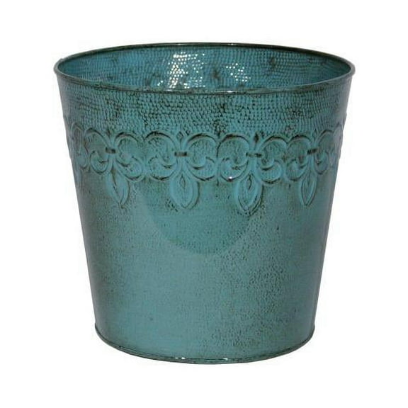 Robert Allen Fleur De Lis Plant Pot - Drainage Holes - 8" Blue Planter